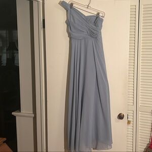 Blue One shoulder bridesmaid dress